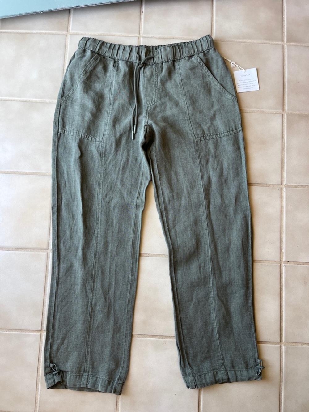 Women’s Linen and Lyocell Blend Olive Green Lightweight Pants